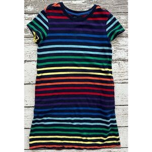 Primary Navy Rainbow Stripe Short Sleeve Dress 6 7
